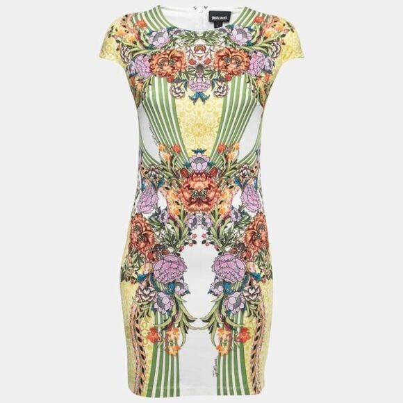 NWT Just Cavalli Gorgeous Rare Animal Floral Print Mini Bodycon Dress size XS - Picture 3 of 16